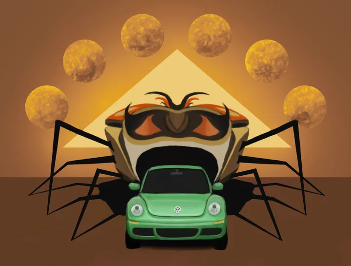 acbarth // 0019 // a ladybug larvae eating a vw beetle