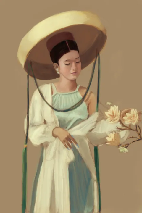 acbarth // 0023 // woman with hat and flowers