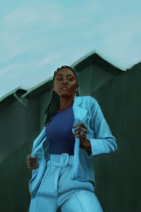 acbarth // 0038 // cyan pantsuit
